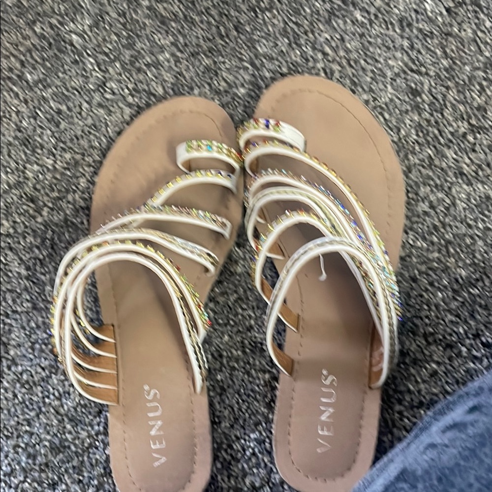 VENUS Women's Strappy Sandals - Tan and Gold